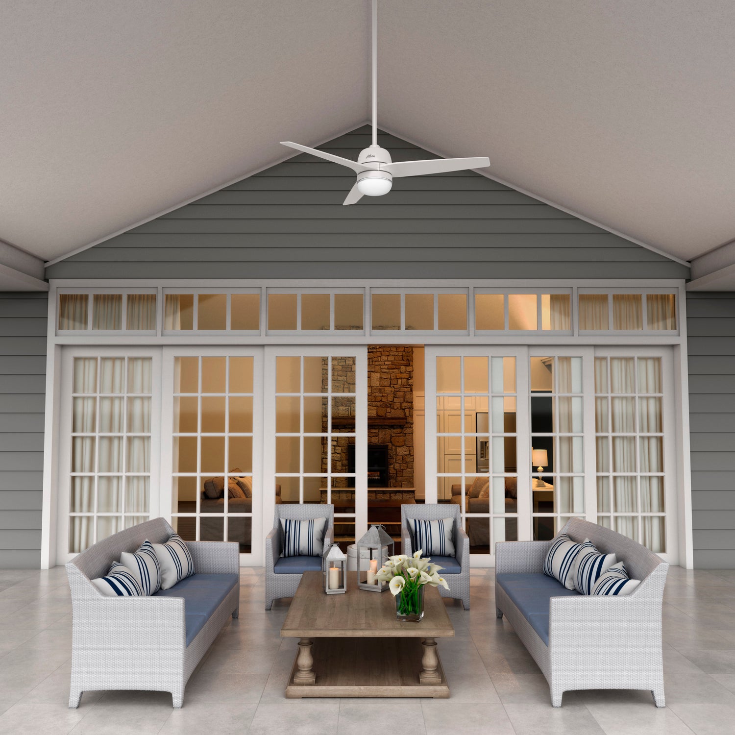 132cm Seawave Outdoor Ceiling Fan - White