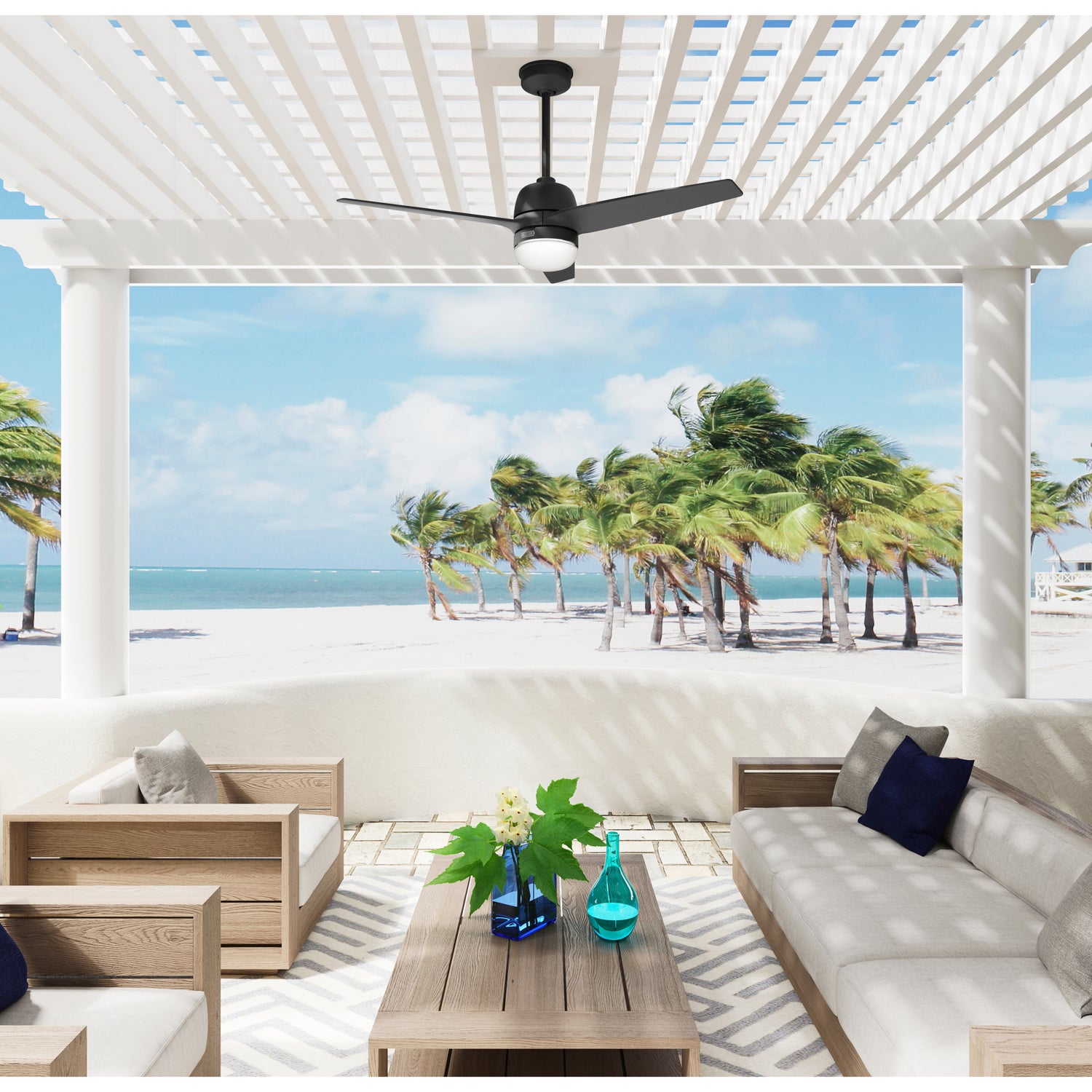 132cm Seawave Outdoor Ceiling Fan - Black