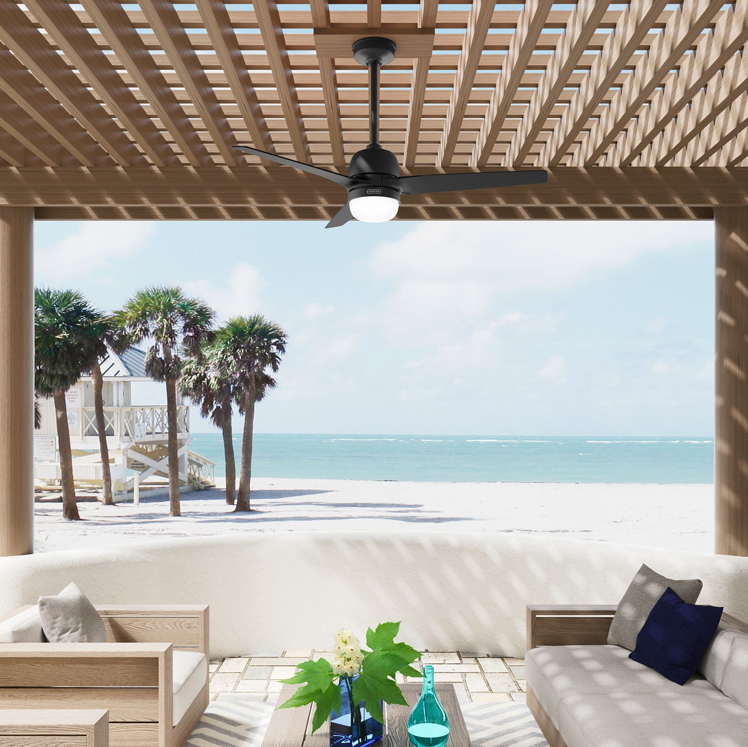 132cm Seawave Outdoor Ceiling Fan - Black