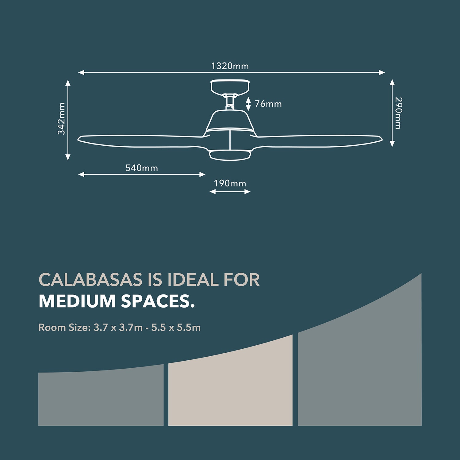 132cm Calabasas DC Ceiling Fan - Black